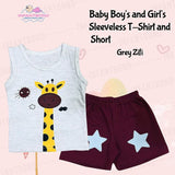 Fareto Baby Boy's and Girl's Sleeveless T-Shirt and Short 100% Cotton Clothing Set