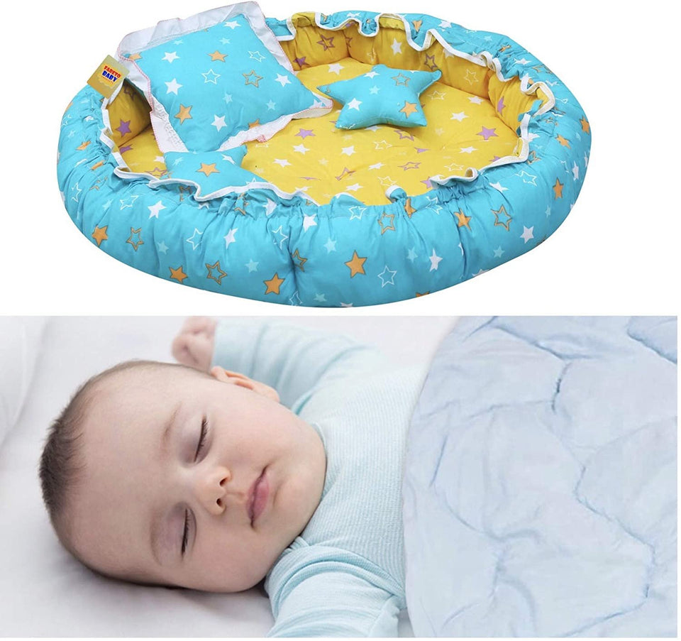 Fareto Baby Super Soft Microfibre Reversible Nest Cum Bed & Reversible Blanket Cum Comforter for 0-1 Years