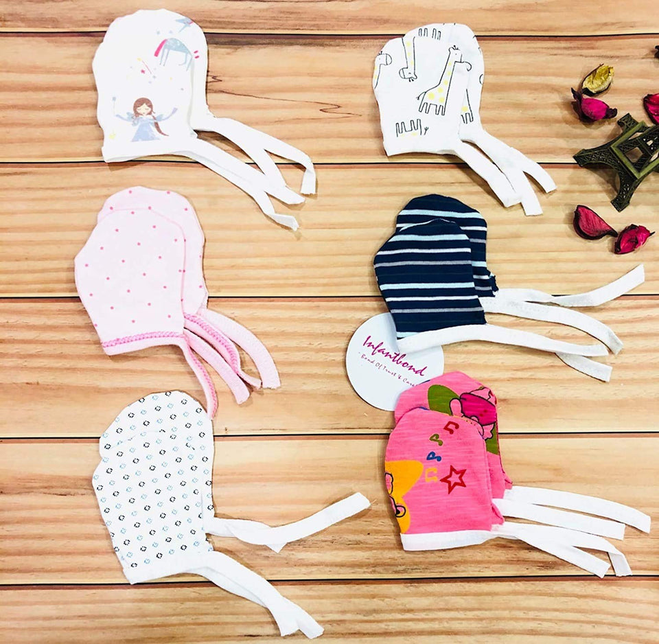 Fareto New Born Baby Cotton Mittens Set (6-9 Months) (Pack of 6 Sets)