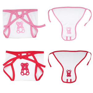 Fareto Single Layer Teddy Print Hosiery Cloth Nappy/Indian Style Tying Langot Pack Of 6 Pcs (3-6 Months)