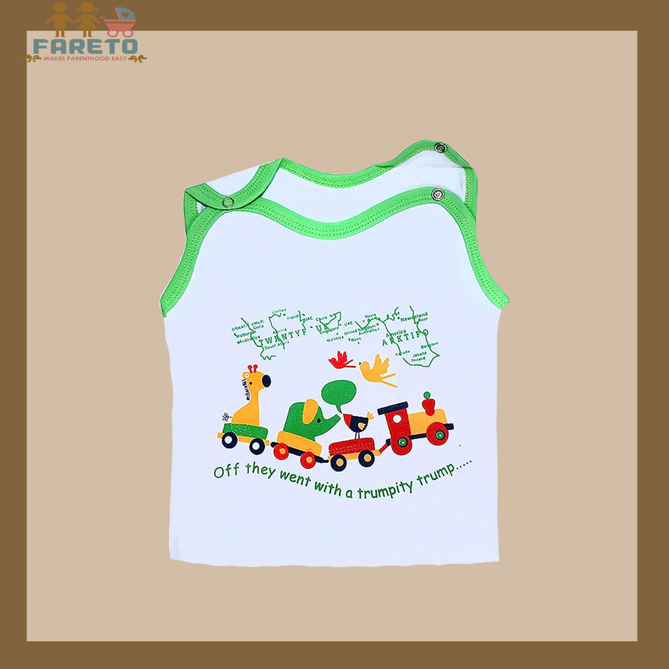 Fareto Baby Boy's & Baby Girl's Cut Sleeves | Touch Button | T-Shirts(Pack of 5)