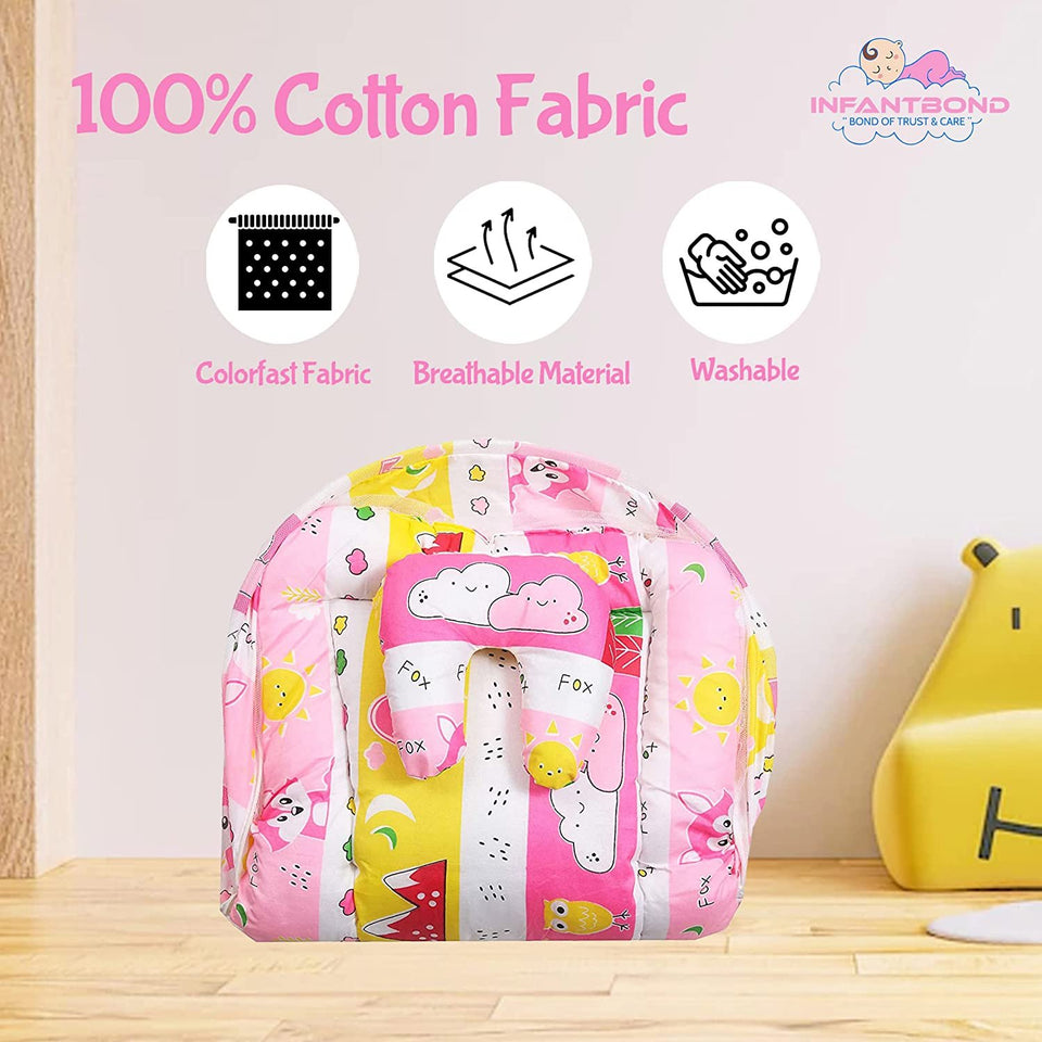 Fareto Combo of Baby Nest | Bed with Net | Carry Bag | 4 Pcs Bedding Set(0-6 Months)