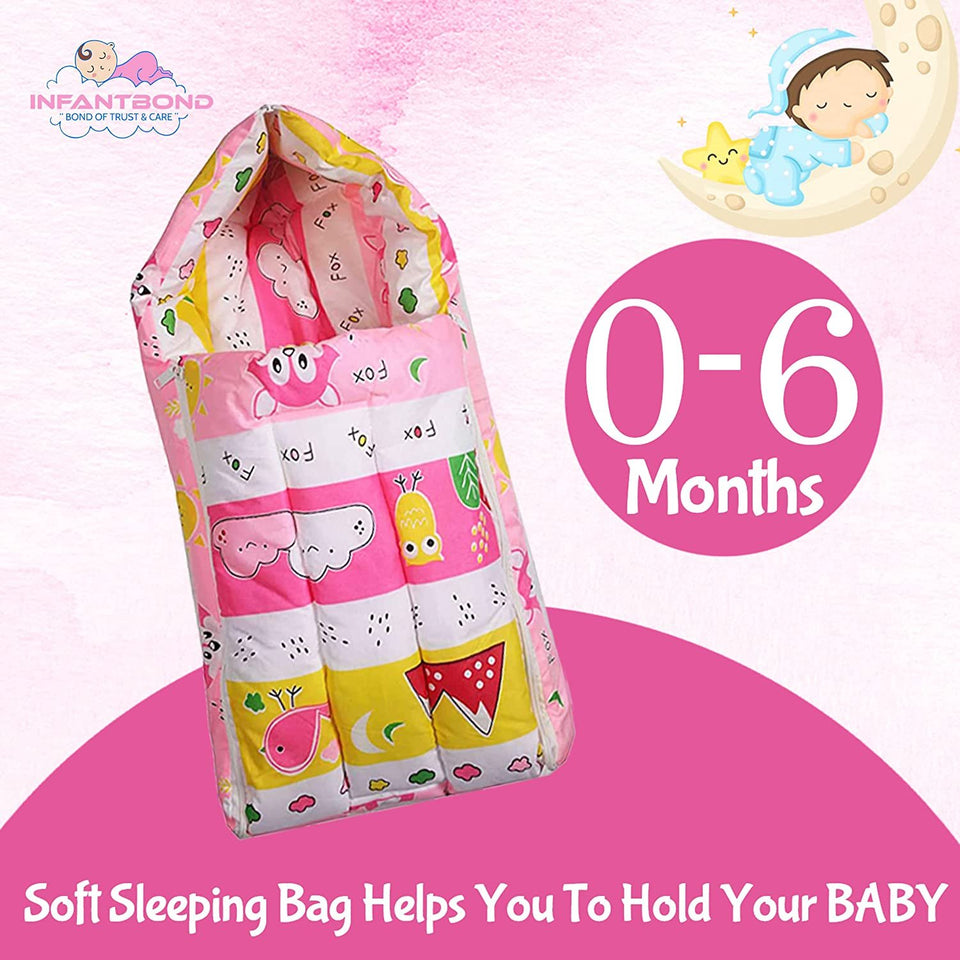 Fareto Combo of Baby Nest | Bed with Net | Carry Bag | 4 Pcs Bedding Set(0-6 Months)