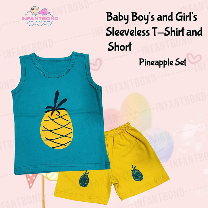 Infantbond Baby Boy's and Girl's Sleeveless T-Shirt and Short 100% Cotton Clothing Set