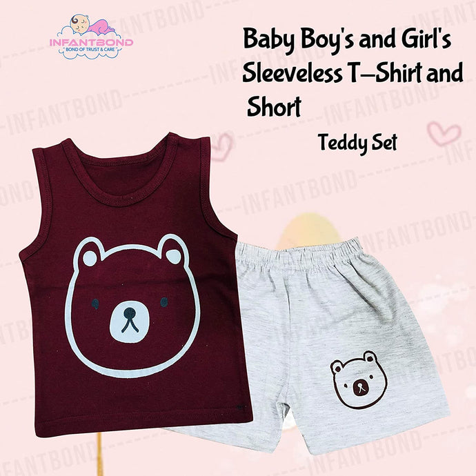 Fareto Baby Boy's and Girl's Sleeveless T-Shirt and Short 100% Cotton Clothing Set