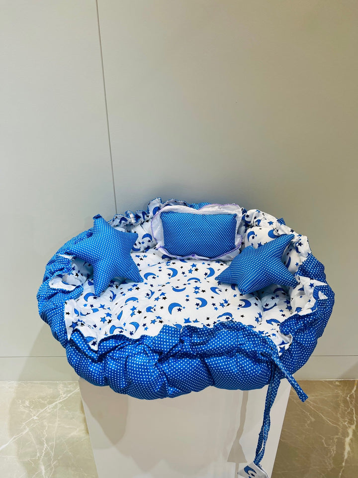 Fareto Combo of Baby Nest | Net with Bed | Carry Bag | 4 Pcs Bedding Set(0-6 Months)
