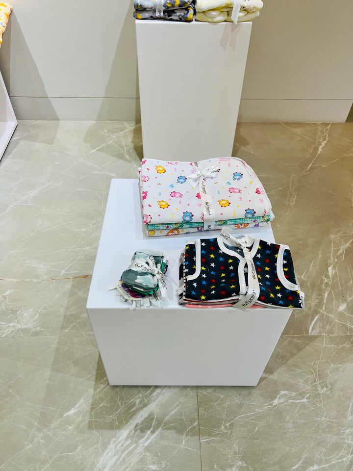 Fareto new born baby monsoon season hospital essentials pack of 60 items (0-3 months)