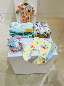 Fareto New born Baby Premium quality Monsoon And Winter Essentials Pack of 62(0-3 Month)(Color and designs may vary)