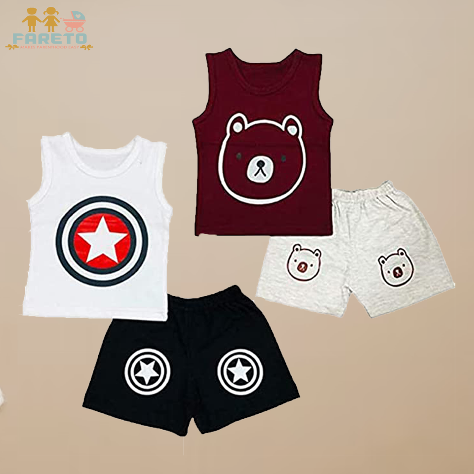 Infantbond Baby Boy's and Girl's Cut Sleeve T-Shirt and Short Combo 100% Cotton Clothing Set