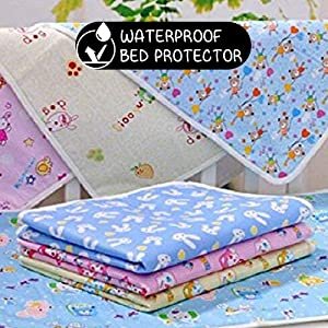 Fareto Nappy Changing Mat/Sleeping mats/Water Proof Bed Protector with Foam Cushioned for New Born Baby 4 Sheets (0-3 Months)