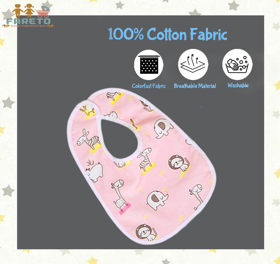 Fareto Baby Bibs Gift Pack | Waterproof | Washable | Double Layer | Pack of 6(0-6 Months)