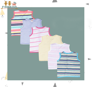 FARETO New Born Baby Cotton Vest (Multicolour, 0-3 Months) - Set of 6