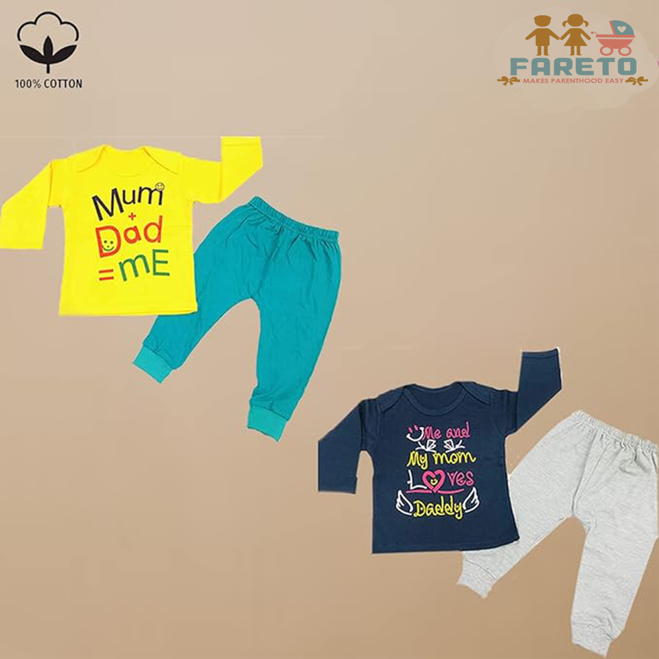 Fareto New Born Baby Daily Wear T-shirts Pyjama Sets (Pack of 5)