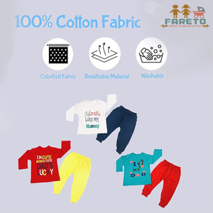 Fareto New Born Baby Daily Wear T-shirts Pyjama Sets (Pack of 5)